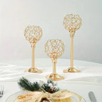 3PCS Crystal Candle Holders Metal Candlelight Wedding Home Dinner Decoration - Silver