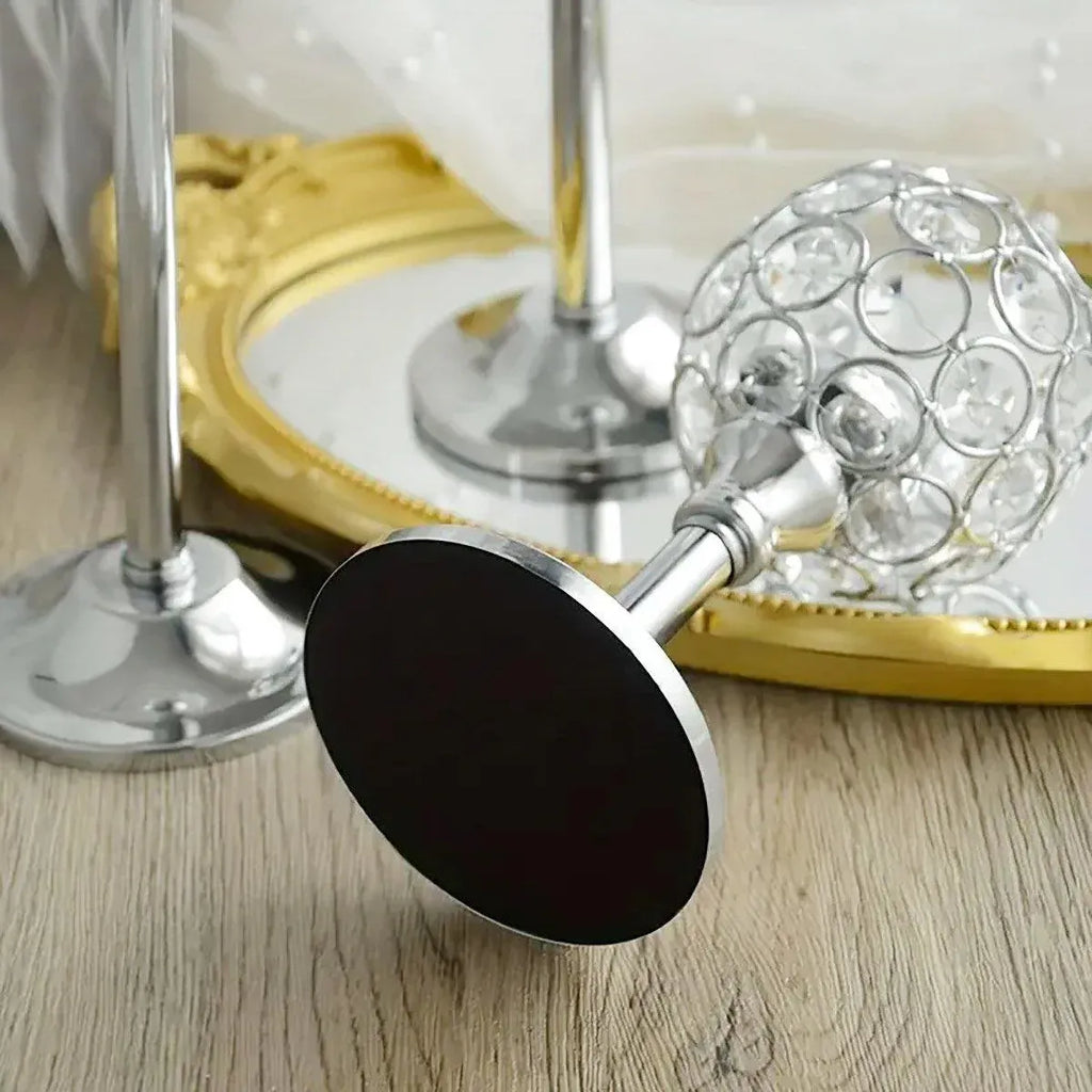 3PCS Crystal Candle Holders Metal Candlelight Wedding Home Dinner Decoration - Silver