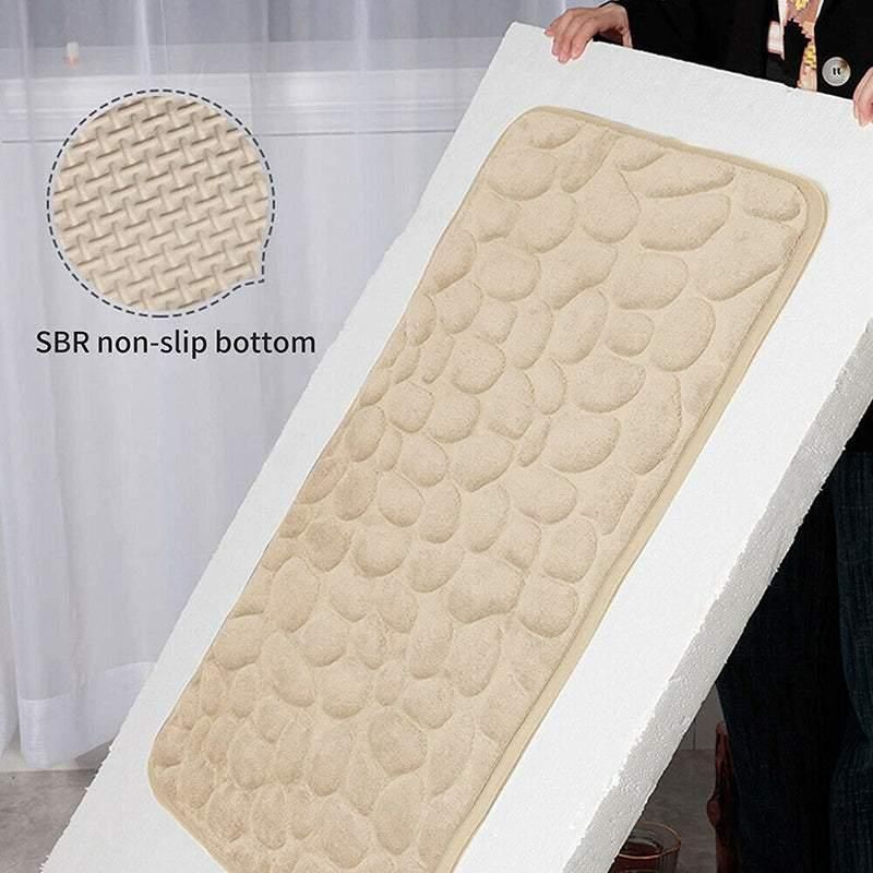 40x60cm Non-Slip Memory Foam Bath Mat Super Absorbent Floor Rug for Bathroom Use - Black