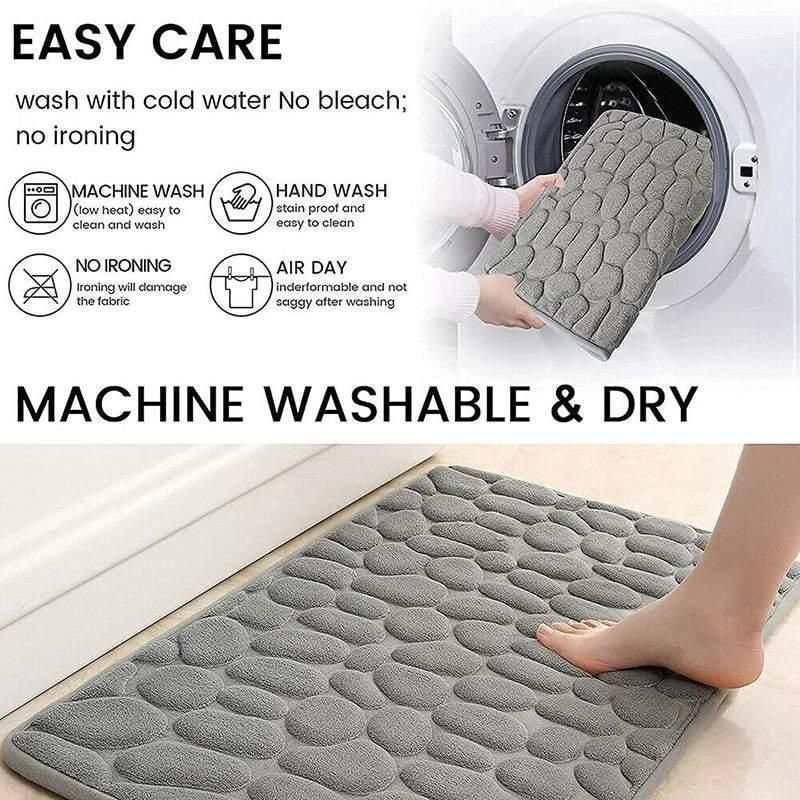 40x60cm Non-Slip Memory Foam Bath Mat Super Absorbent Floor Rug for Bathroom Use - Khaki