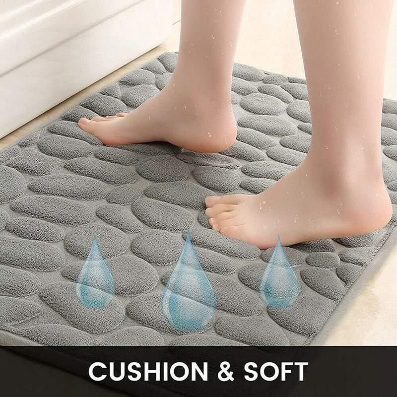40x60cm Non-Slip Memory Foam Bath Mat Super Absorbent Floor Rug for Bathroom Use - Khaki