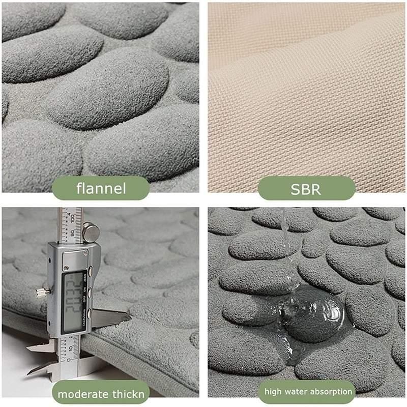 40x60cm Non-Slip Memory Foam Bath Mat Super Absorbent Floor Rug for Bathroom Use - Khaki