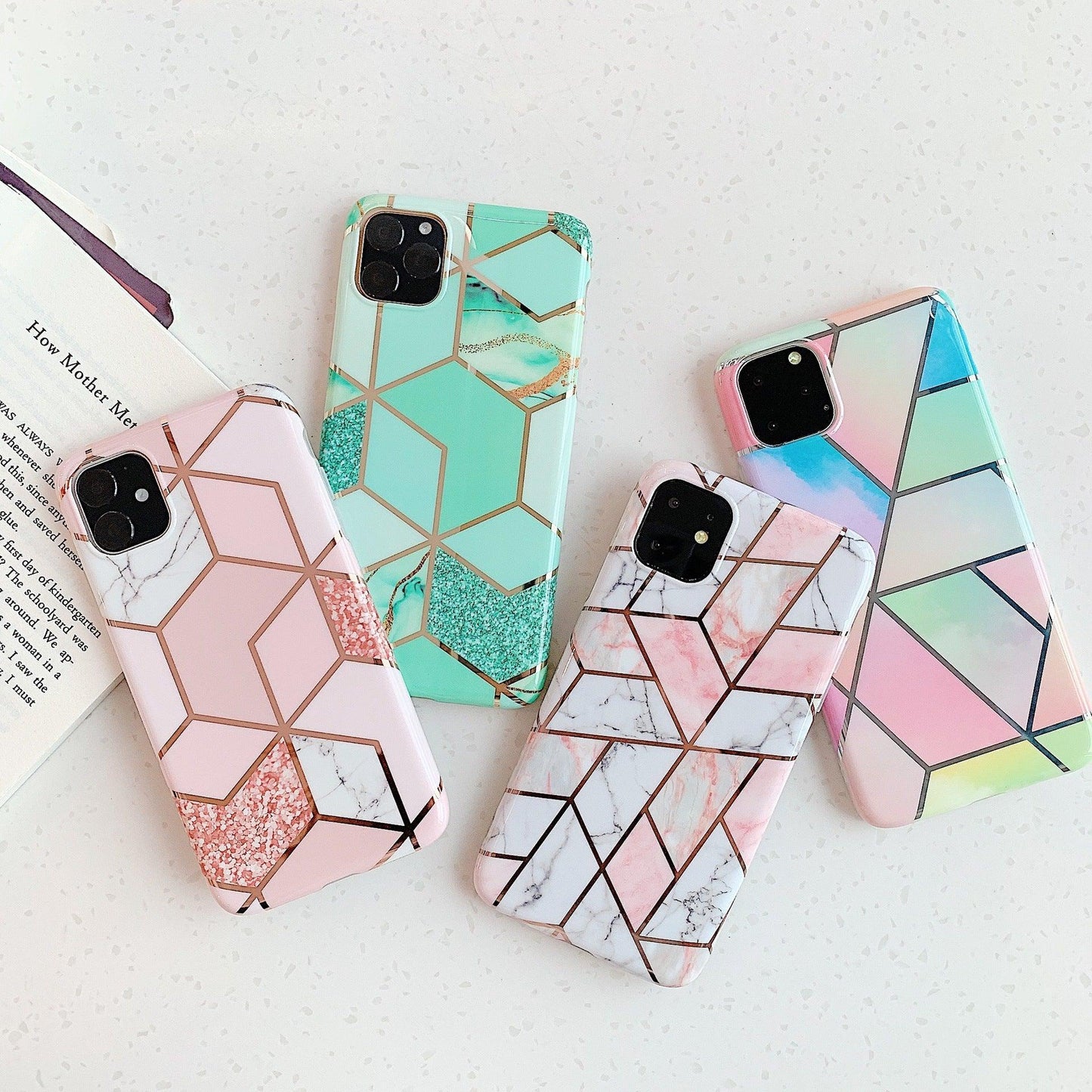 Rainbow Case for iPhone 14 13 12 11 Pro Max XR XS Marble Phone Shockproof Cover Silicone - For iphone 12 Pro Max