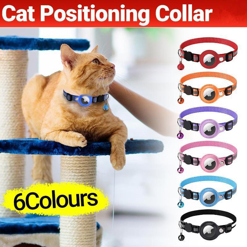 Reflective Pet Collar with Holder for AirTag Tracker – Anti-Lost Cat Dog Tag - Black