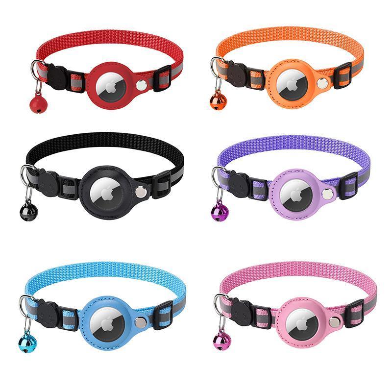Reflective Pet Collar with Holder for AirTag Tracker – Anti-Lost Cat Dog Tag - Blue