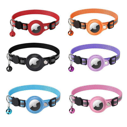 Reflective Pet Collar with Holder for AirTag Tracker – Anti-Lost Cat Dog Tag - Blue