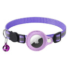 Reflective Pet Collar with Holder for AirTag Tracker – Anti-Lost Cat Dog Tag - Orange