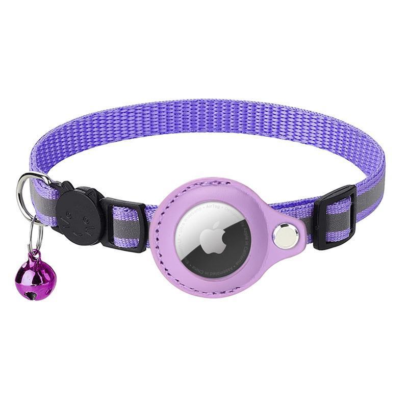 Reflective Pet Collar with Holder for AirTag Tracker – Anti-Lost Cat Dog Tag - Orange