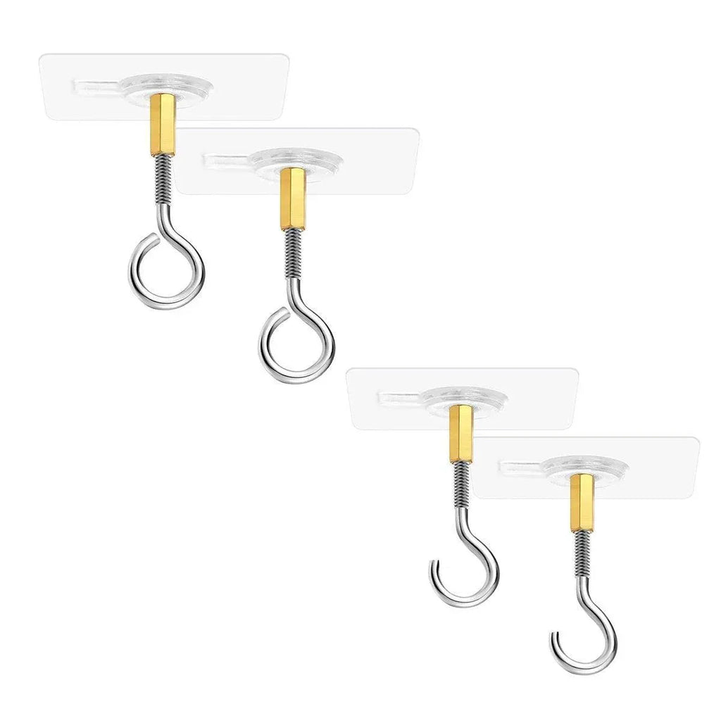 12 PCS Heavy Duty Self Adhesive Hooks Stainless Steel Ceiling Hooks for Home - Closed