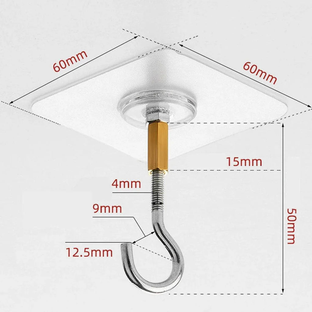 12 PCS Heavy Duty Self Adhesive Hooks Stainless Steel Ceiling Hooks for Home - Closed