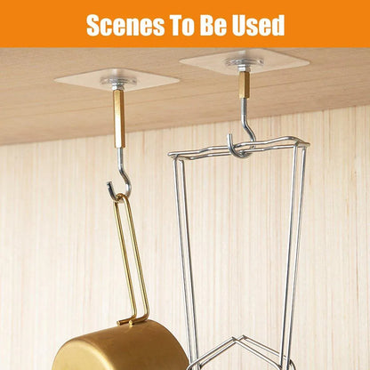 12 PCS Heavy Duty Self Adhesive Hooks Stainless Steel Ceiling Hooks for Home - Open