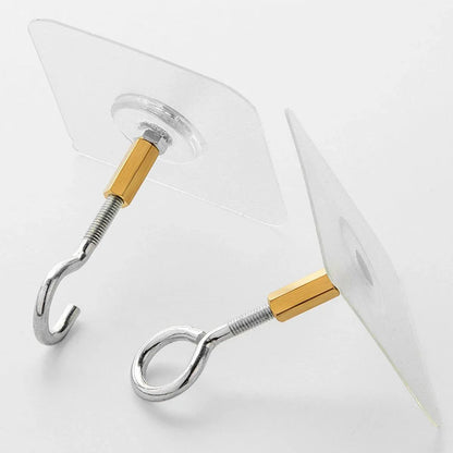 12 PCS Heavy Duty Self Adhesive Hooks Stainless Steel Ceiling Hooks for Home - Open