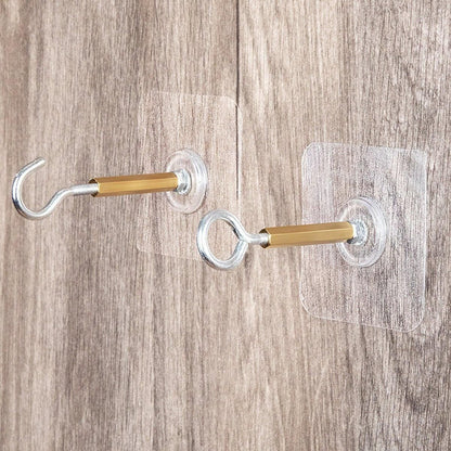 12 PCS Heavy Duty Self Adhesive Hooks Stainless Steel Ceiling Hooks for Home - Open