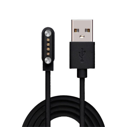 Universal Smart Watch Bracelet Charging Cable 4-Pin 2.54 Snap-on Charger Cords - Black