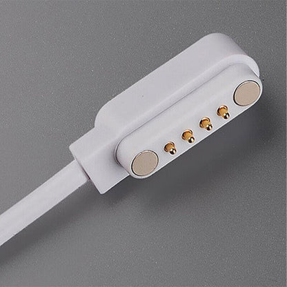 Universal Smart Watch Bracelet Charging Cable 4-Pin 2.54 Snap-on Charger Cords - White