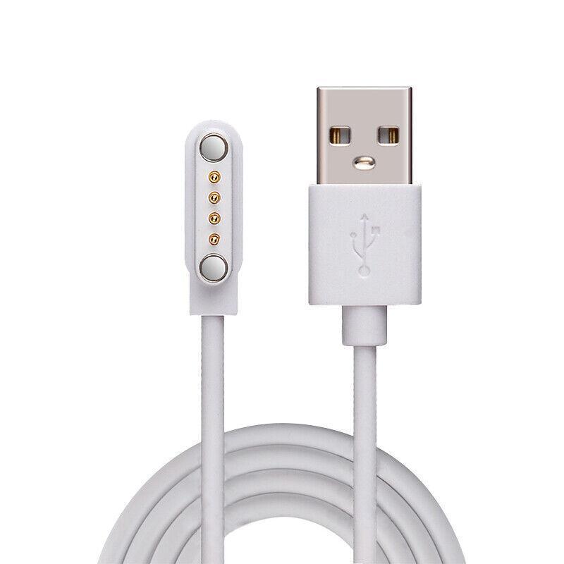 Universal Smart Watch Bracelet Charging Cable 4-Pin 2.54 Snap-on Charger Cords - White