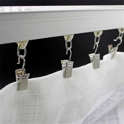 50PCS Stainless Steel Curtain Clip Hooks Strong Load-bearing Shower Accessories - Black