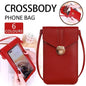 Touch Screen Crossbody Phone Bag with Clear Window PU Leather Wallet Purse - Blue