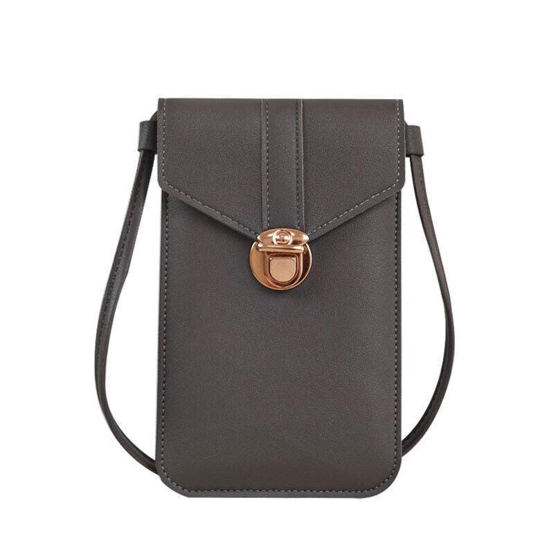 Touch Screen Crossbody Phone Bag with Clear Window PU Leather Wallet Purse - Green