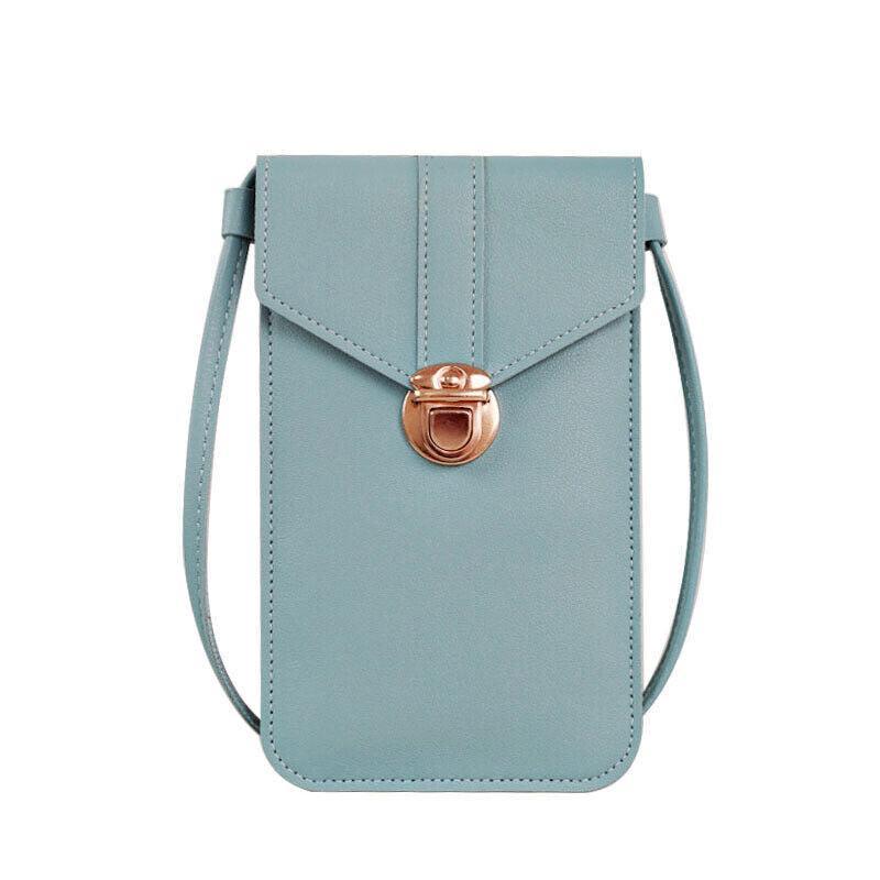 Touch Screen Crossbody Phone Bag with Clear Window PU Leather Wallet Purse - Green