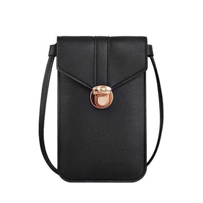 Touch Screen Crossbody Phone Bag with Clear Window PU Leather Wallet Purse - Grey