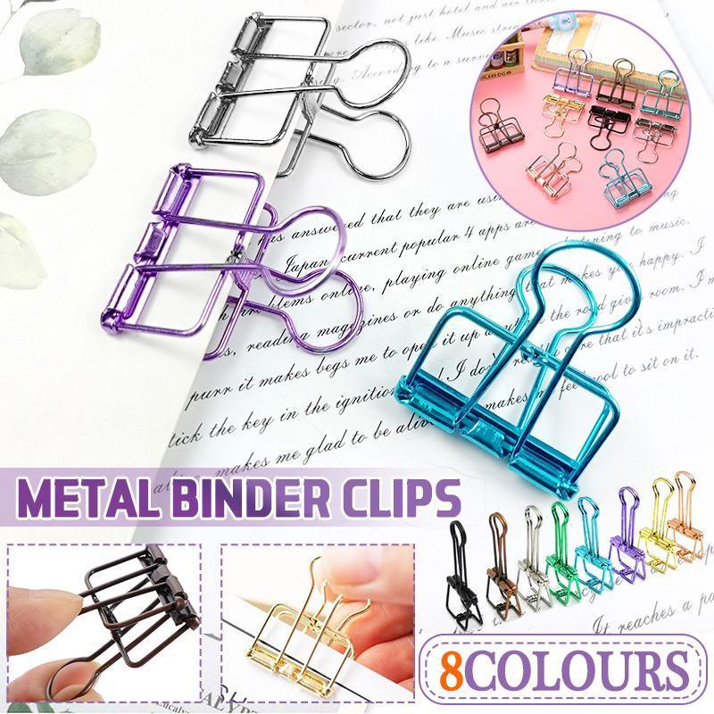 Solid Color Hollow Out Swallowtail Metal Binder Bookmark Clips Office Supplies - Blue