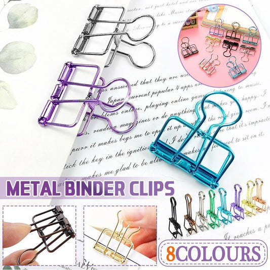 Solid Color Hollow Out Swallowtail Metal Binder Bookmark Clips Office Supplies - Blue
