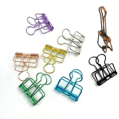 Solid Color Hollow Out Swallowtail Metal Binder Bookmark Clips Office Supplies - Blue