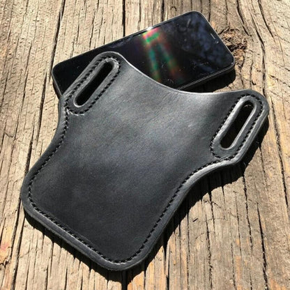 Leather Phone Holster Pouch Belt Clip Loop Waist Bag Cover Case for Men - Black