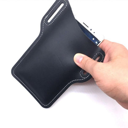 Leather Phone Holster Pouch Belt Clip Loop Waist Bag Cover Case for Men - Black