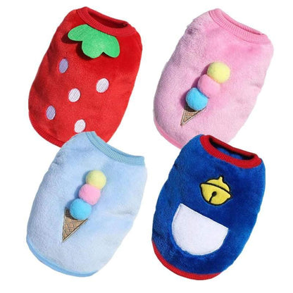 M Size Warm Winter Dog Clothes Soft Fleece Dog Jacket Pet Coat Sweater Puppy Cat Jumper - Blue Ice Cream