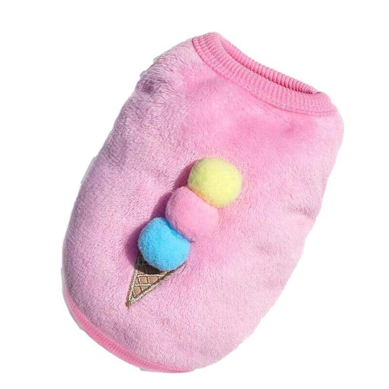 M Size Warm Winter Dog Clothes Soft Fleece Dog Jacket Pet Coat Sweater Puppy Cat Jumper - Blue Ice Cream