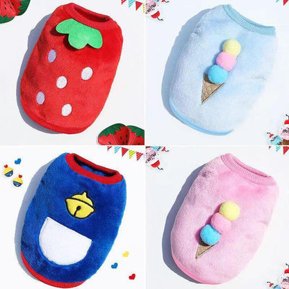M Size Warm Winter Dog Clothes Soft Fleece Dog Jacket Pet Coat Sweater Puppy Cat Jumper - Pink Ice Cream