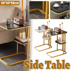 Modern Living Room Side Table 2 Tier Rounded Corners Easy Clean