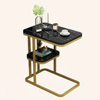 Modern Living Room Side Table 2 Tier Rounded Corners Easy Clean