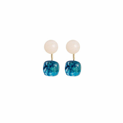 Small Fresh Blue Oil Earrings Retro Fashion Temperament Silver Needle Jewellery