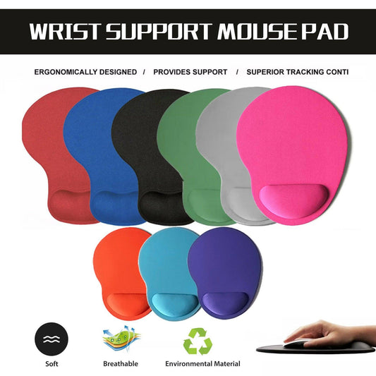Comfort Mouse Pad with Built In Wrist Support Non Slip Ergonomic Mice Mat - Blue