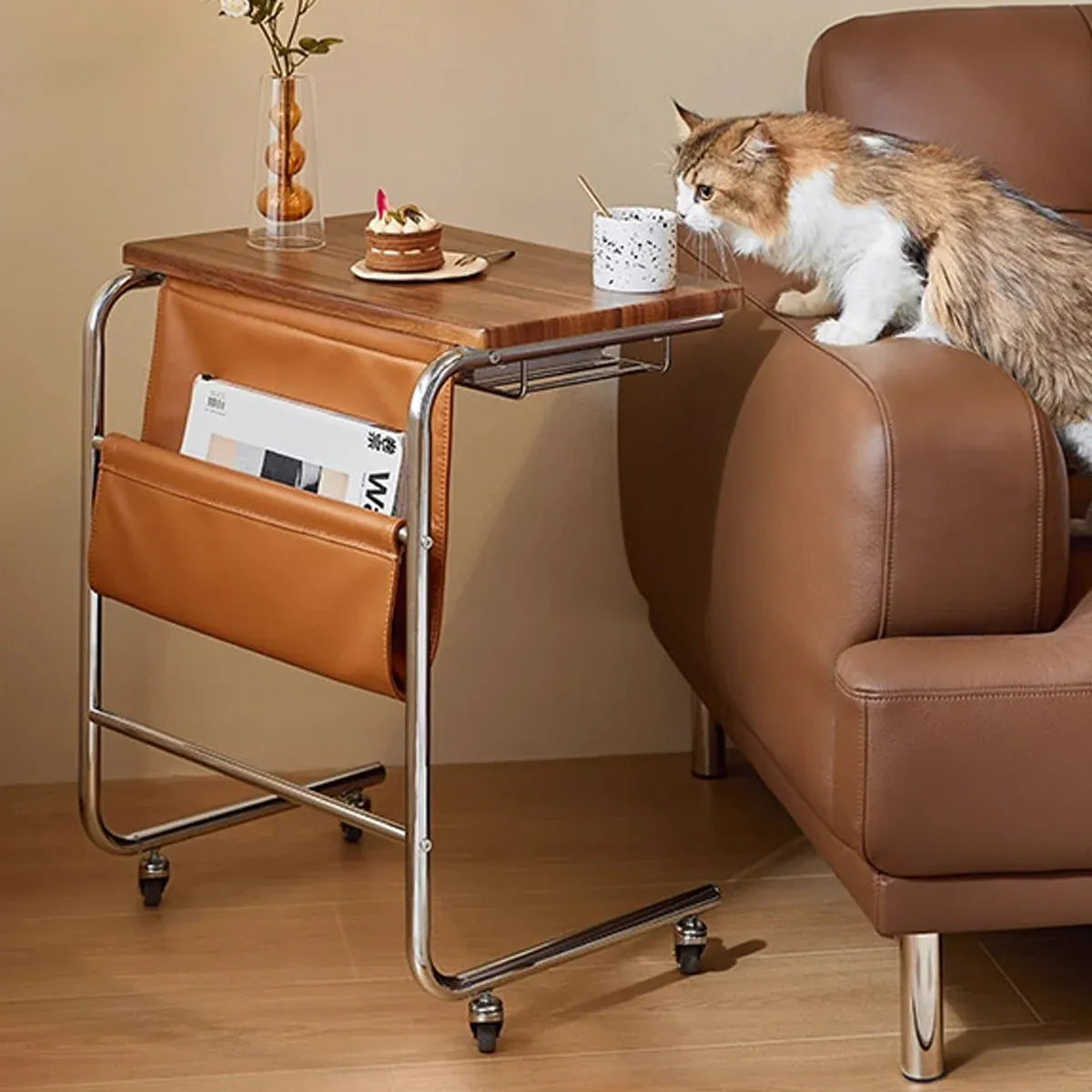 Wheeled Desk For Home Office Bedroom Lockable Wheels Space Saving Sturdy Use