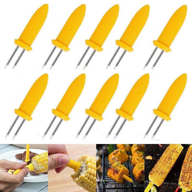 BBQ Corn Holders Set of 10 Reusable Stainless Steel Skewers for Kitchen and Grill