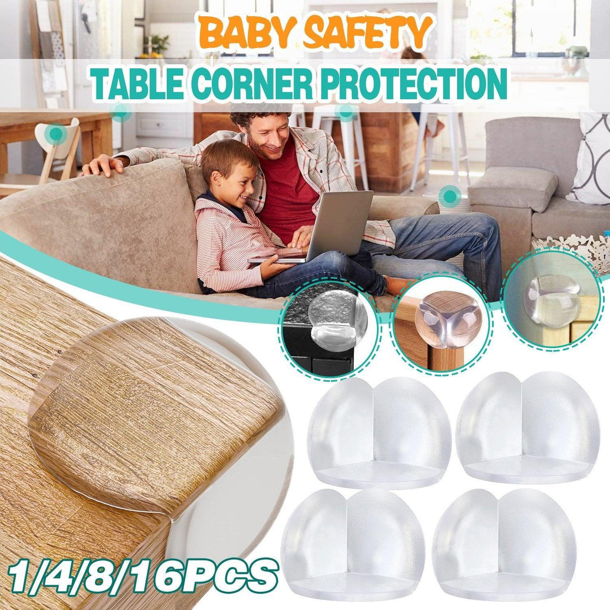 Transparent PVC Table Corner Guards Anti-Collision Protective Covers for Furniture - 1 PC