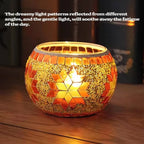 2Pcs European Style Colourful Mosaic Glass Candle Holder Cup Tabletop Decor - Green