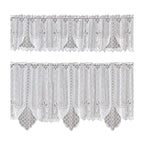 White Lace Window Curtain Short Tier Panel for Kitchen Bathroom
