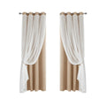 2PCS Double Layer Blackout Curtains With Lace For Bedroom Living Room Window - Beige