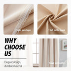 2PCS Double Layer Blackout Curtains With Lace For Bedroom Living Room Window - Beige