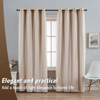 2PCS Double Layer Blackout Curtains With Lace For Bedroom Living Room Window - Beige