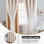 2PCS Double Layer Blackout Curtains With Lace For Bedroom Living Room Window - Beige