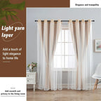 2PCS Double Layer Blackout Curtains With Lace For Bedroom Living Room Window - Beige