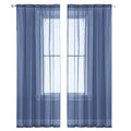 2PCS Solid Color Window Curtains Semi Shading Sheer Drapes Room Divider Use - Blue