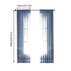 2PCS Solid Color Window Curtains Semi Shading Sheer Drapes Room Divider Use - Blue