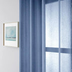 2PCS Solid Color Window Curtains Semi Shading Sheer Drapes Room Divider Use - Blue